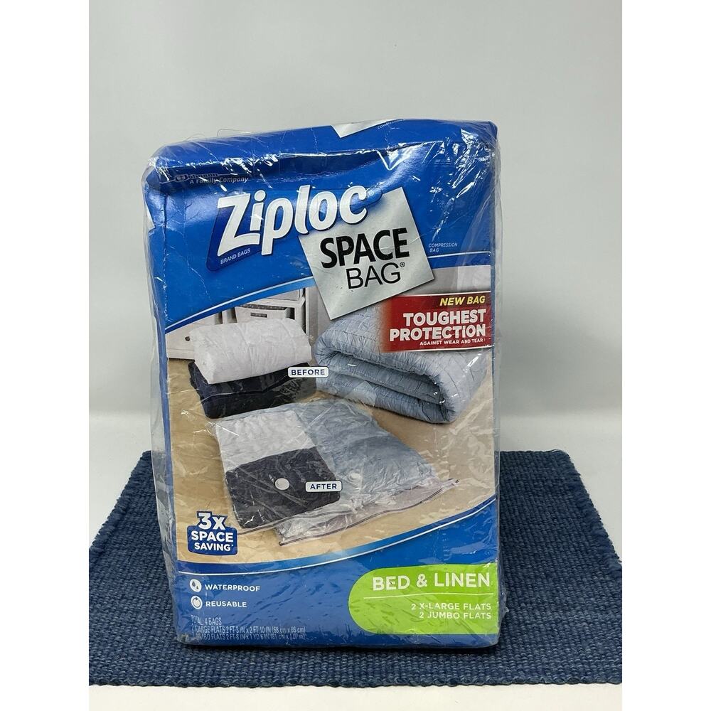 Ziploc Space Bag 4 Piece Bed & Linen Set - 2x Extra Large Flats + 2x Jumbo Flats